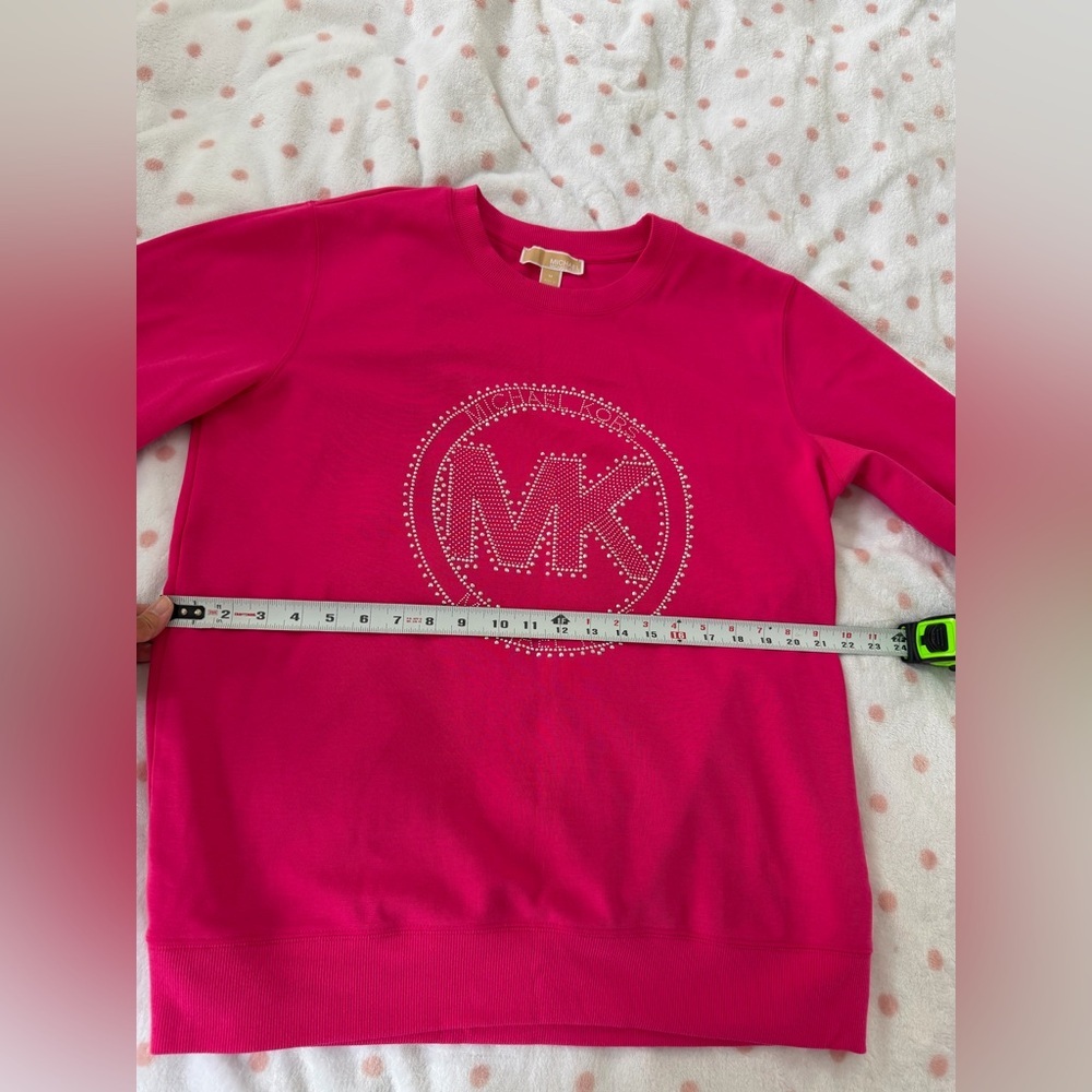 Michael Kors Pink Embellished Logo Cotton Blend Sweatshirt - Picture 2 of 8